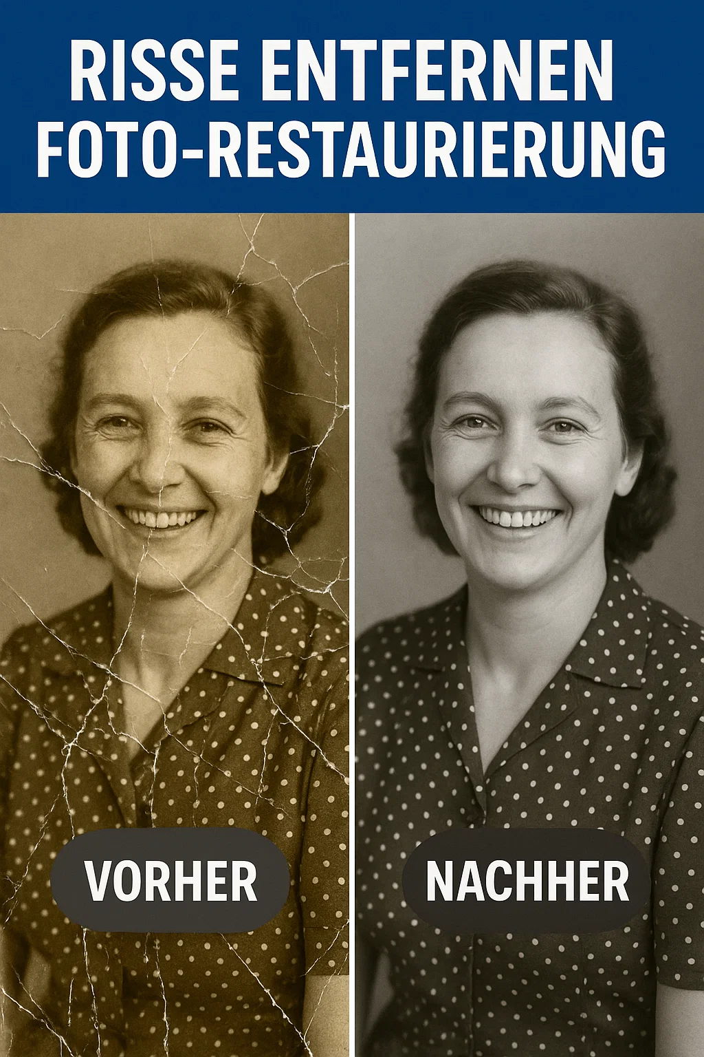 Gerissene Fotos reparieren - Vorher und Nachher Beispiel